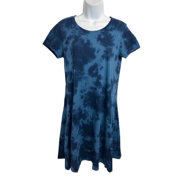 Style & Co. Blue Tie Dye Shirt A-Line Dress Size PM Medium Petite Short Sleeve - Picture 7 of 7